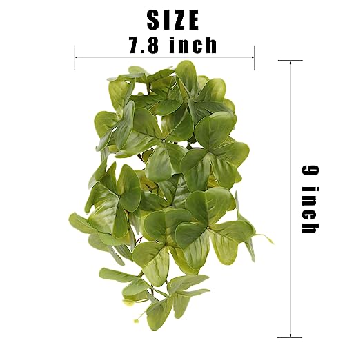 Fake Shamrock, Amphibian Reptile Terrarium Suction Plants | For Frog Toad Gecko Snake Terrarium Habitat Enclosure Décor - color: Fake Shamrock