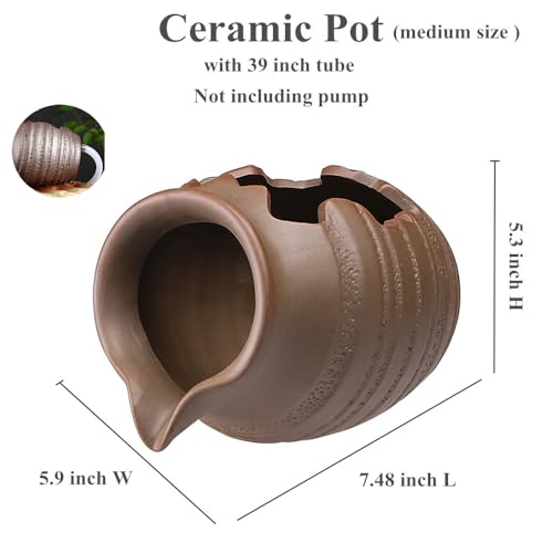 Outdoor Garden Fountain Spitter Pond Water Feature Pump DIY Ceramic Pot Decoration (7.4 inch Color 1) - color: 7.4 Inch Color 1