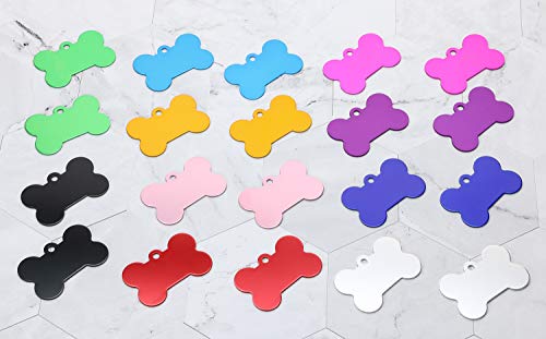 Aluminum Alloy Pet ID Tags 20Pcs Bone Shaped Blank Engraved Dog Cat Name Phone Number Identification Card Tags