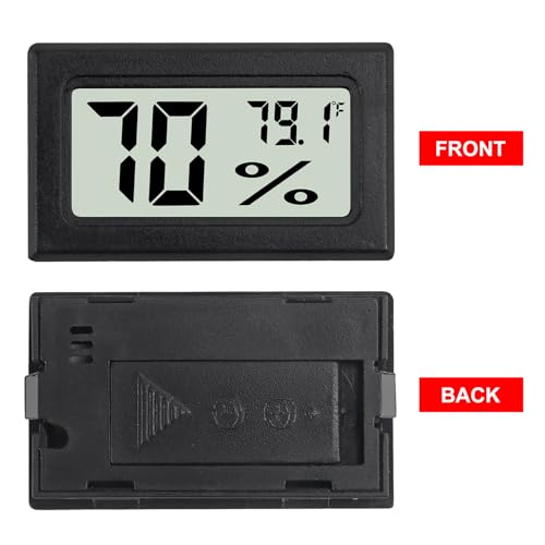 3Pcs Mini Digital Thermometer Hygrometer Electronic Temperature Humidity Gauge Meters Indoor LCD Display Fahrenheit for Greenhouse,Garden,Car Cellar and Office - color: Black-3PCS