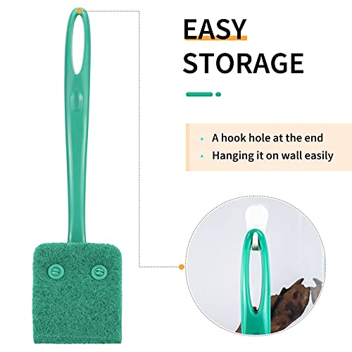 Pawfly Fish Tank Cleaning Tools Aquarium Algae Scraper Sponge Brush Cleaning Scrubber with 10 inch Non-Slip Handle for Glass Fish Tanks
