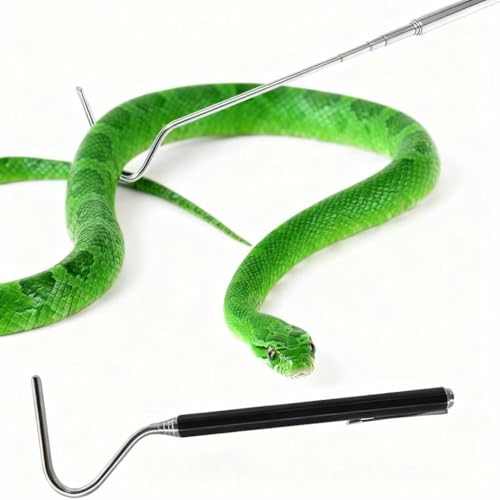 Adjustable Stainless Steel Snake Hook Retractable Long Handle Professional Amphibious Reptile Catching Tool Accessories(Black) - color: Black