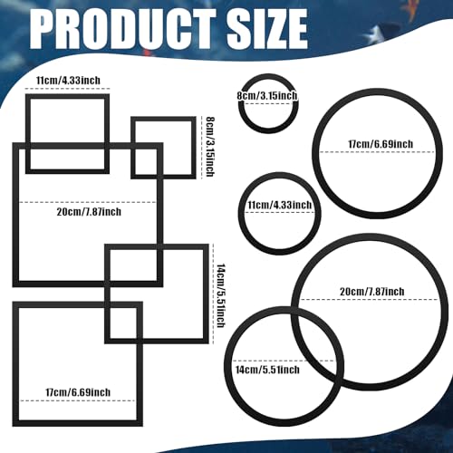 20 Pcs Aquarium Floating Plant Rings Round Square Fish Feeding Rings Different Size Corral Foam Circle for Tank Keep Floating Plants in Place and Out of Filter, 5 Sizes(Black)