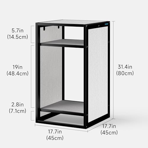 Metal Aquarium Stand for 20 Gallon Fish Tank, Washed Oak | 45x45x80cm; 3-tier metal frame, wood shelves - color: Washed Oak Wood, size: W17.7 x D17.7 x H31.5 in(45X45X80cm)