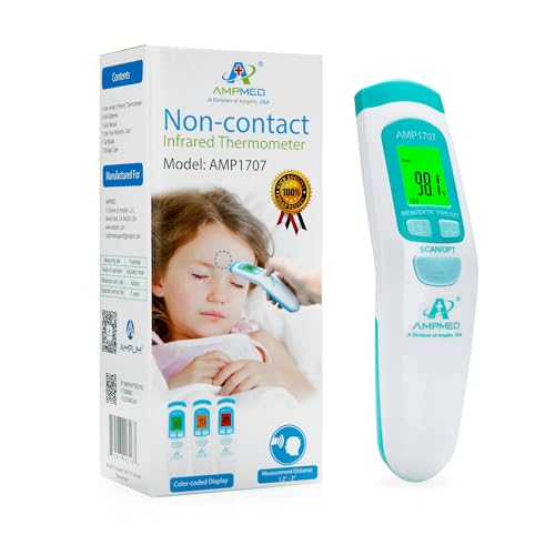 Non-Contact Medical Grade Forehead Thermometer, White | For Adults, Kids, Baby, Touchless Infrared, 1-Sec Reading, Fever Alarm - color: White