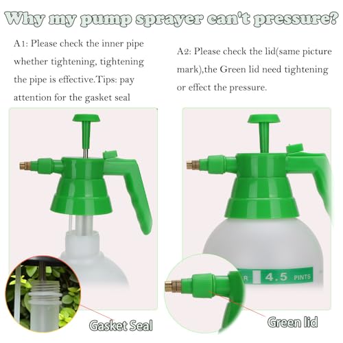 3 Pack 2L Garden Pressure Sprayer, Hand Pump Plant Spray Bottle | Translucent Handheld Sprayer for Indoor Houseplant Watering, Lawn Care, Household Cleaning & Patio Maintenance - color: 2L-White-3PCS