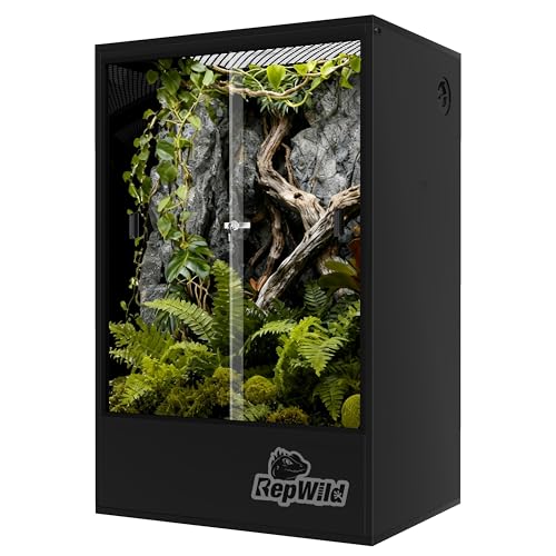 65 Gallon PVC Tall Reptile Terrarium, 24x18x36 Arboreal Enclosure | Vertical Habitat with Sliding Door & Heavy Duty Screen Top, Ideal for Crested Gecko, Chameleon, Lizards and Tropical Reptiles - size: 24”W x 18”D x 36”H