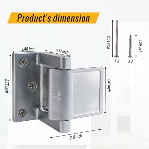 Door Security Lock Zinc Alloy, Door Lock Reinforcer Privacy Door Latch for in-Swinging Doors Extra High Resistance Home, 2pack Satin Nickel - color: Satin Nickel, size: 2 Pack