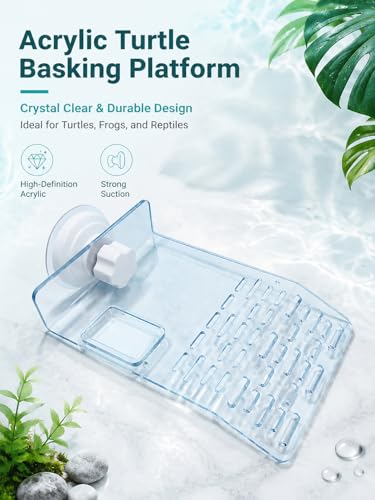 J-star Medium Reptile Basking Platform, Aquarium Turtles Turtle Basking Platform, Turtle Tank Accessories Floating Turtle Habitat Dock - color: Clear, size: Small
