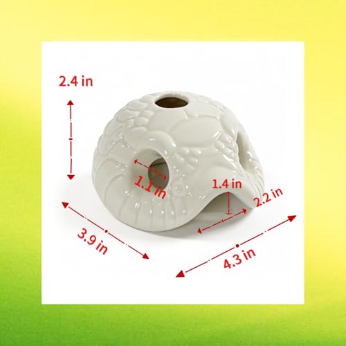 Snake Head Reptile Hide Cave, White | Small Ceramic, Gecko Hideout with Water Reservoir, Mini Terrarium Decor, For Juvenile Snake, Lizard, Frog - color: White