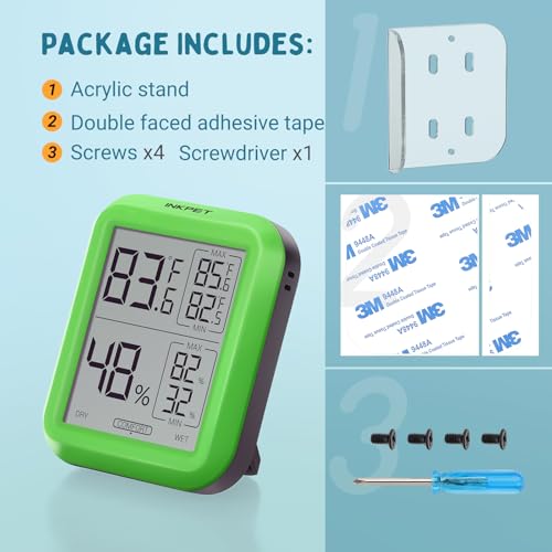 INKPET Reptile Thermometer Hygrometer Thermostat, with Max/min Record High-Accuracy Digial Display Ideal for Reptile Terrarium, Tank, Pet Rearing Box, Bearded Dragon, Leopard Gecko