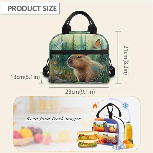 Capybara Lunch Box for Boys Lunch Bag Butterfly Insulated Lunch Bag Outdoor Camping Lunch Tote Bag Cute Picnic Lunchbag with Lunch Box for Boys Lunch Container - color: Capybara Butterfly