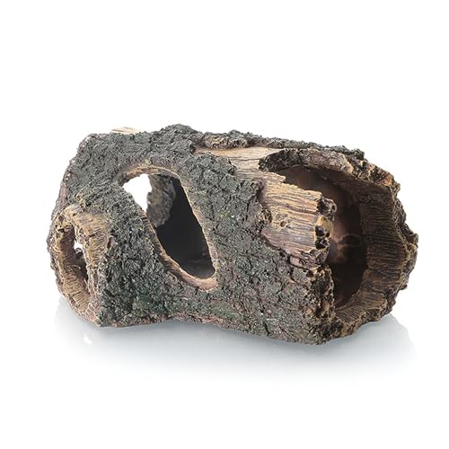 Reptile Hide Cave, Resin Hollow Log Hideout,Reptile Tank Accessories Climbing Toys Hideaway Caves Decor for Lizards,Gecko,Turtles,Reptiles,Amphibians and Fish