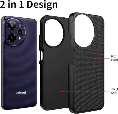 for Cricket Icon Pro SN512C 2026 Slim Dotted Hybrid Cover Phone Case + Extreme Band (Black) - color: Black