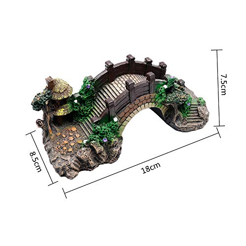 NA Aquarium Ornament Resin Arch Bridge Tree Pavilion Artificial Bridge Model for Garden Decor Fish Tank Landscape Accessories