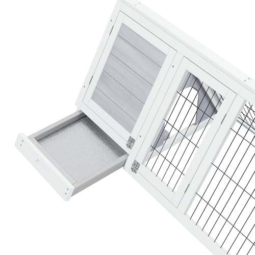Tortoise Habitat Playpen Large Turtle Enclosure House Indoor Outdoor | Wooden Triangle Reptile Lounge, Ventilating Wire Fence, Fits Small Animals - color: White1