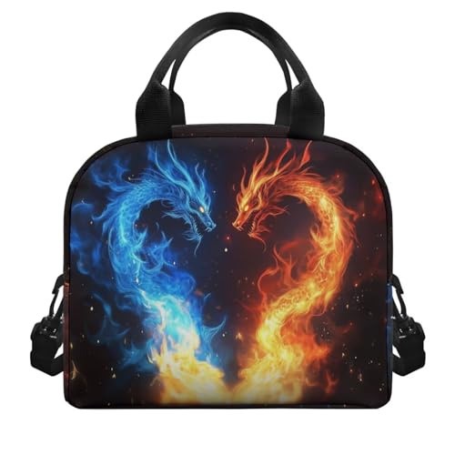 Fire Dragon Lunch Box Containers for Kids for School Lunch Bag Boys Cool Insulated Lunch Bag Outdoor Black Camping Lunchbag Back to School Lunchbox Outdoor Lunch Container - color: Fire Dragon