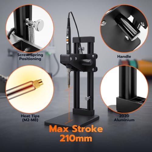 Vertical Heat Set Insert Tool Press for Plastic Parts & 3D Print Components | Insertion Height 210mm,with 380PCS Threaded Inserts and quick change M2-M8 sizes heat insert tips & 60W Soldering Iron - color: ZW12H+