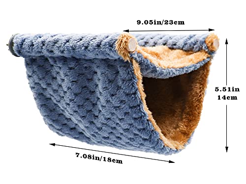 Fleece Winter Warm Rat Hammock, Double Layer Hanging Birds Nest Bed with Warm Fleece, Bird Cage Stand Perch, Hideaway Cave Tent, Sleep Bed Cage Accessories for Rat, Guinea Pig, Chinchilla (Blue) - color: Blue