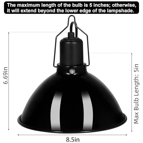 8.5inch Dome Reptile Heat Lamp Reptile Light Fixture | UVB Light Fixture, Max 150W, For Bearded Dragon, Turtles, Snake and Lizard Terrarium - size: 8.5inch