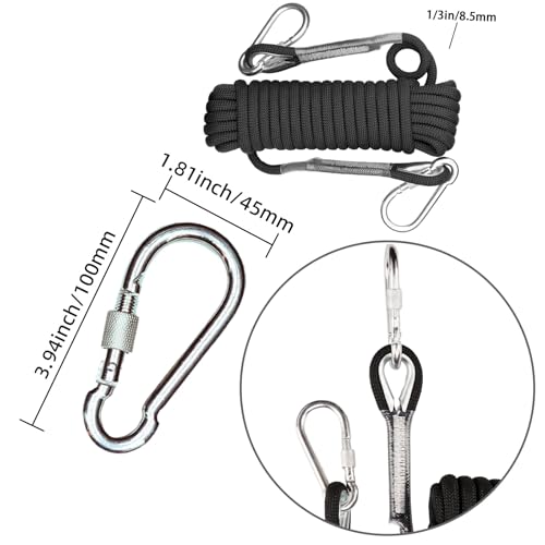 Static Climbing Rope - Heavy Duty Climbing Rope for Rock Climbing, Tree Climbing Gear, Arborist Rope, and Camping Rope - 10m (32ft), 20m (64ft), 30m (96ft) - color: Black, size: 8mm/10M(32ft)