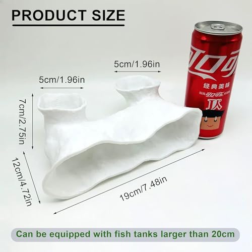 LIYAOLI Aquarium Ornaments Cave Tunnel with Viewing Ports | Fish Tank Decoration Hideout for Pleco, Shrimp & Corydoras | Substrate-Friendly Design & Sinking Base - color: White - 02