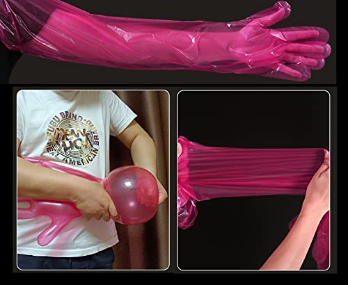 Halter Disposable Artificial Insemination Gloves Veterinary Gloves Shoulder Length Disposable Cow Palpation - color: Pink