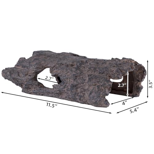 Natural Reptile Hide Basking Platform, Hideout Decor for Aquarium, Fish Tank, Bearded Dragon, Gecko, Shrimp, Betta (Faux Wood Tree Cave, Large) - color: Faux Wood Tree Cave, size: Large