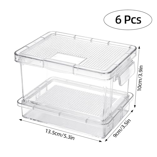 6 Pcs Mealworm Breeding Kit - to Breed Live Mealworms, Clear Mealworm Farm Containers for Live Mealworms, Reptiles, Lizards, Frogs,Tortoises (5.3"x3.5"x4") - color: Clear-6Pcs