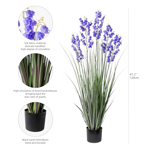 Ttranewsoo Green Onions Home Decor Fake Plants Lily of The Valley Snake Plant Home DéCor Accents Artificial Grass Room Decor Artificial Plants Indoor Artificial Grass 47“ 1 Pack(Purple) - color: Purple-1pcs