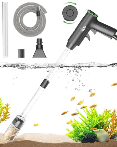 AQQA 4-in-1 Aquarium Gravel Cleaner, Adjustable Flow Fish Tank Vacuum | Multi-use for Water Changing, Gravel Sand Cleaning, Dirty Sucking, Ergonomic Design for Daily Fish Tank Maintenance