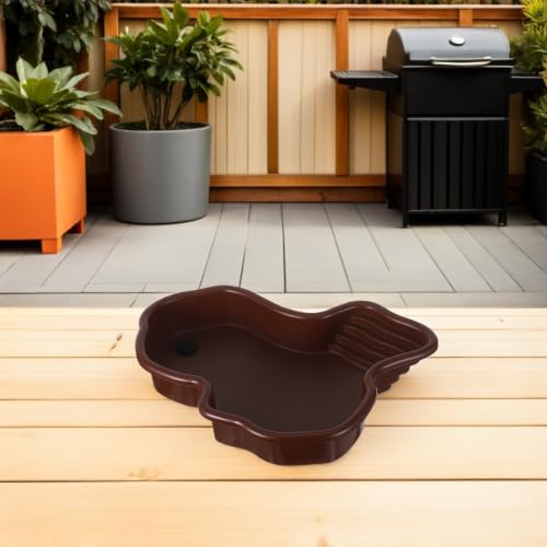 Totority Ultralarge Turtle Bathing Pool with Sturdy Abs Material and Dedicated Basking Platform, Terrarium Water Bowl and Tortoise Ramp for Aquarium and Reptile Soaking