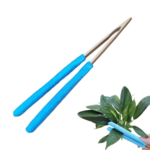 Leaf Cleaning Tweezers - Double Sided Tool | Reusable Hand Tongs with Wooden Handle, Ideal for Indoor Plant Leaf Lint, Indoor/Outdoor Cleaning,