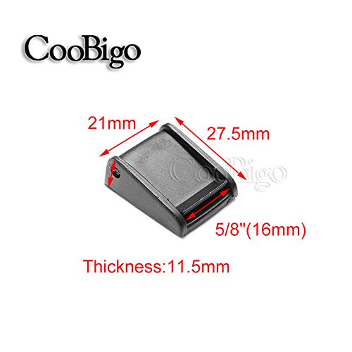 CooBigo 5pcs Webbing Cam Buckles Plastic Black Toggle Clip Backpack Straps - color: 5/8 Inch