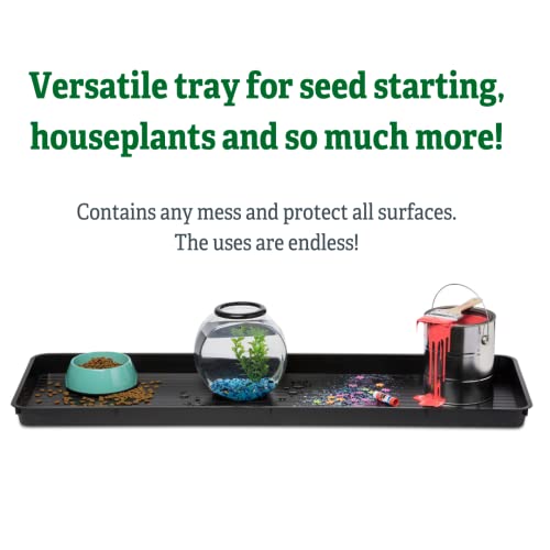 Gardeners Supply Company Large Plant Tray | 46-1/2"L x 15-1/2"W x 2"D | Multi-use Durable Plastic Tray for Indoor & Outdoor Plants, Seed Starting & Potting Flowers, Black