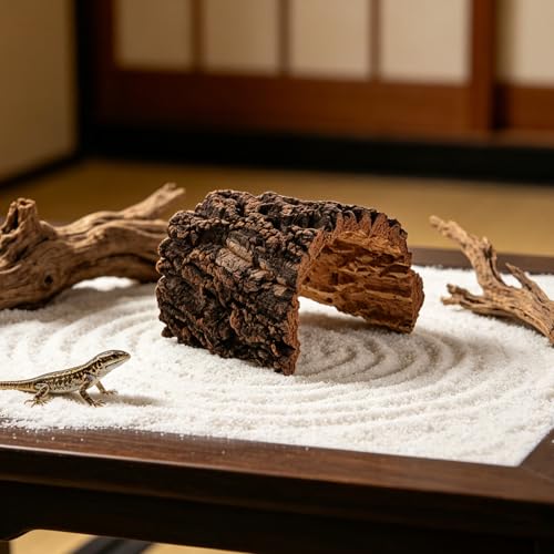 Natural Reptile Hideout: Terrarium Accessory Cork Bark Shelter - Rustic Reptile Tunnel Cave for Leopard Gecko, Bearded Dragon, Snake Climbing Hiding 6.7"X6.2"X4.3" - size: 17.00X15.80X11.00CM