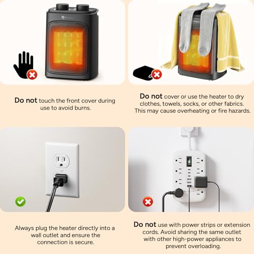 DR.PREPARE 1500W Small Space Heater for Indoor Use, Portable PTC Ceramic Electric Heater with Thermostat, Overheating & Tip-Over Protection, 3 Heat Modes + Fan, Safe Heater for Home Office Bedroom - size: 8.86'' H/Fixed Direction
