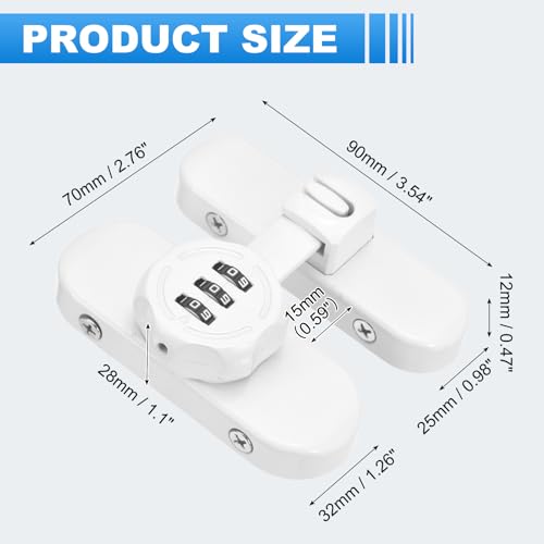 PATIKIL 2Pcs 90/180 Degree Barn Door Combination Lock with Password, 3 Digit Mechanical Password Lock for Sliding Door Gate Cabinets Closet, White - color: White