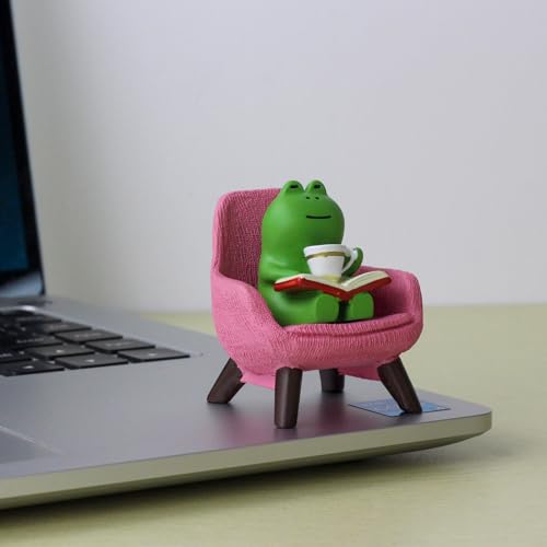 Refintural Miniature Frog Figurines - Funny Frog Sculpture for Shelf, Desk Decoration - Frog Desk Accessories - Perfect Cute Frog Gift for Frog Lovers(Pink Sofa) - color: 04-frog-sofa-pink