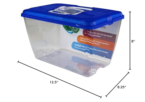 Penn-Plax Small World Habitat – Portable Clear and Transparent Plastic Tank – Excellent for Small Critters and Creatures – Easy to Clean & Handle – 2.2 Gallon, Assorted - size: 2.2 Gallon
