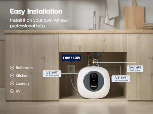 Electrolux 4 Gallon Electric Mini Tank Water Heater | Premium Under Sink Point-of-Use Hot Water Heater with 120V Plug-in, Instant Hot Water for Kitchen, Bathroom, RV & Wet Bar - color: 4 Gallon