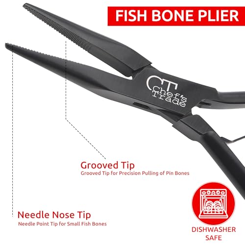 Fish Bone Pliers/Tweezers Stainless Steel Straight Black | Food-Grade Stainless Steel Deboner
