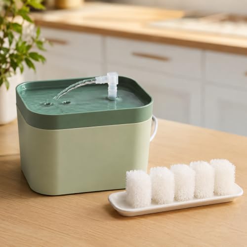 20 Pack Pet Water Fountain Replacement Filter Sponges, 1.2 x 1.2 x 1.6 in Foam Sponge Pads for Matching Reptile, Cat and Dog Fountain Models, Helps Trap Hair & Debris