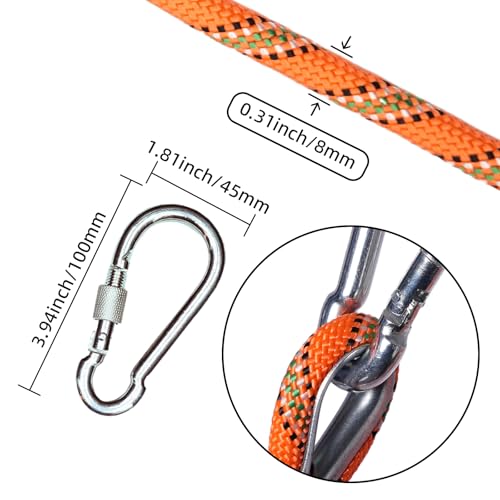 Static Climbing Rope - Heavy Duty Climbing Rope for Rock Climbing, Tree Climbing Gear, Arborist Rope, and Camping Rope - 10m (32ft), 20m (64ft), 30m (96ft) - color: Orange, size: 8mm/10M(32ft)