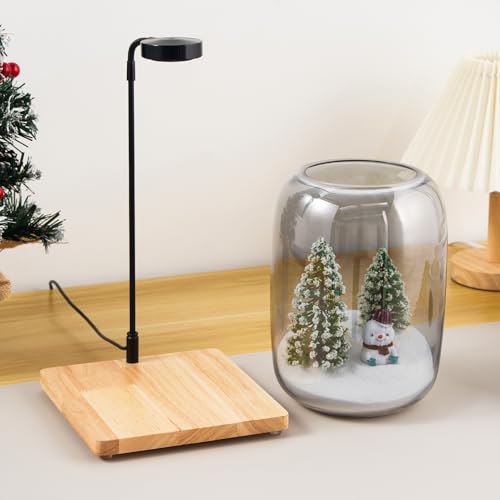 SARUFO Glass Plant Terrarium Kit, 6.3"X8.6" Micro-Landscape Vase with Light, Snowman and Pine Trees, for Home Office Tabletop Decoration, Wardian, Unique