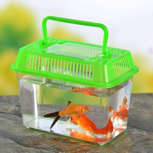 Plastic Turtle Fish Tank Pet Fish Tank Small Aquarium Plastic Goldfish Aquarium Habitat Acrylic Reptile cage reptisoil terrariums Handheld Feeding Box Household - size: 13x9cm