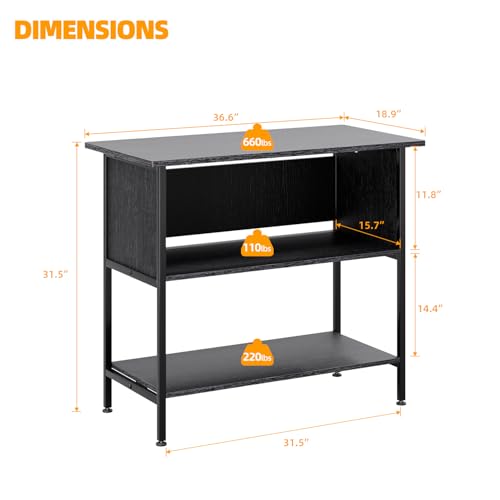 APPOLYN 40-50 Gal 3-Tier Aquarium Stand Fish Tank Stand, Black | 36.6"Lx18.9"Wx31.5"H, Heavy Duty Metal Frame, Turtle Reptile Terrarium Tank Stand, Living Room, Reception Room, Office - color: Black, size: 40-50 Gallon