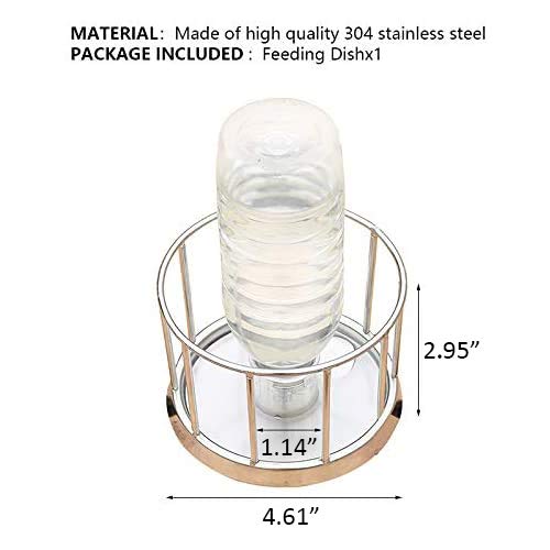 La La Pet® Reptile Water Bottle Stainless Steel Turtle Automatic Feeders Waterer Pet Dispenser Bottle Food and Water Feeding Dish Bowl for Lizard Tortoise Chameleon Round S - size: S
