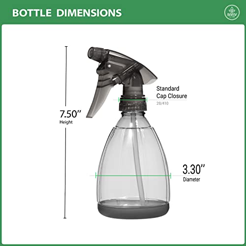 Bar5F Plastic Spray Bottle, 12 oz, Smoke Grey | Leak Proof, Empty, Trigger Handle, Adjustable Fine to Stream, Refillable