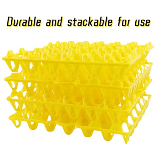 4-Pack Plastic Egg Tray Egg Crates 30-Egg Flats for Home Chicken Farmers, Stackable Egg Cartons Hold Multiple Eggs, Great for Storing, Sorting, and Shipping Eggs, Durable and Reusable (Yellow) - size: 4-Pack Yellow